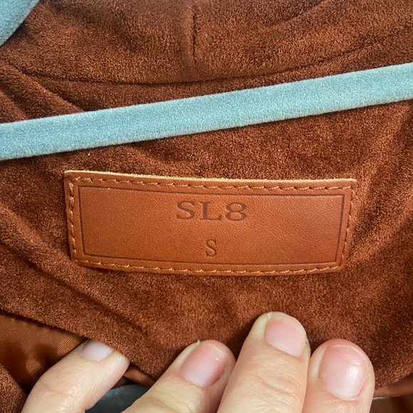 SL8 Faux Suede Moto Jacket Size Small Brown Cropped Long Sleeve - Picture 4 of 8